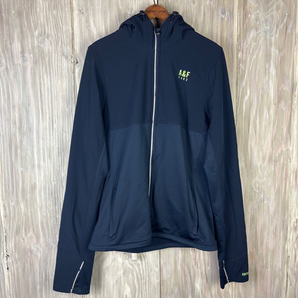 Abercrombie A&F Active Jacket Mens‎ Full Zip Muscle Hoodie Navy XL Performance